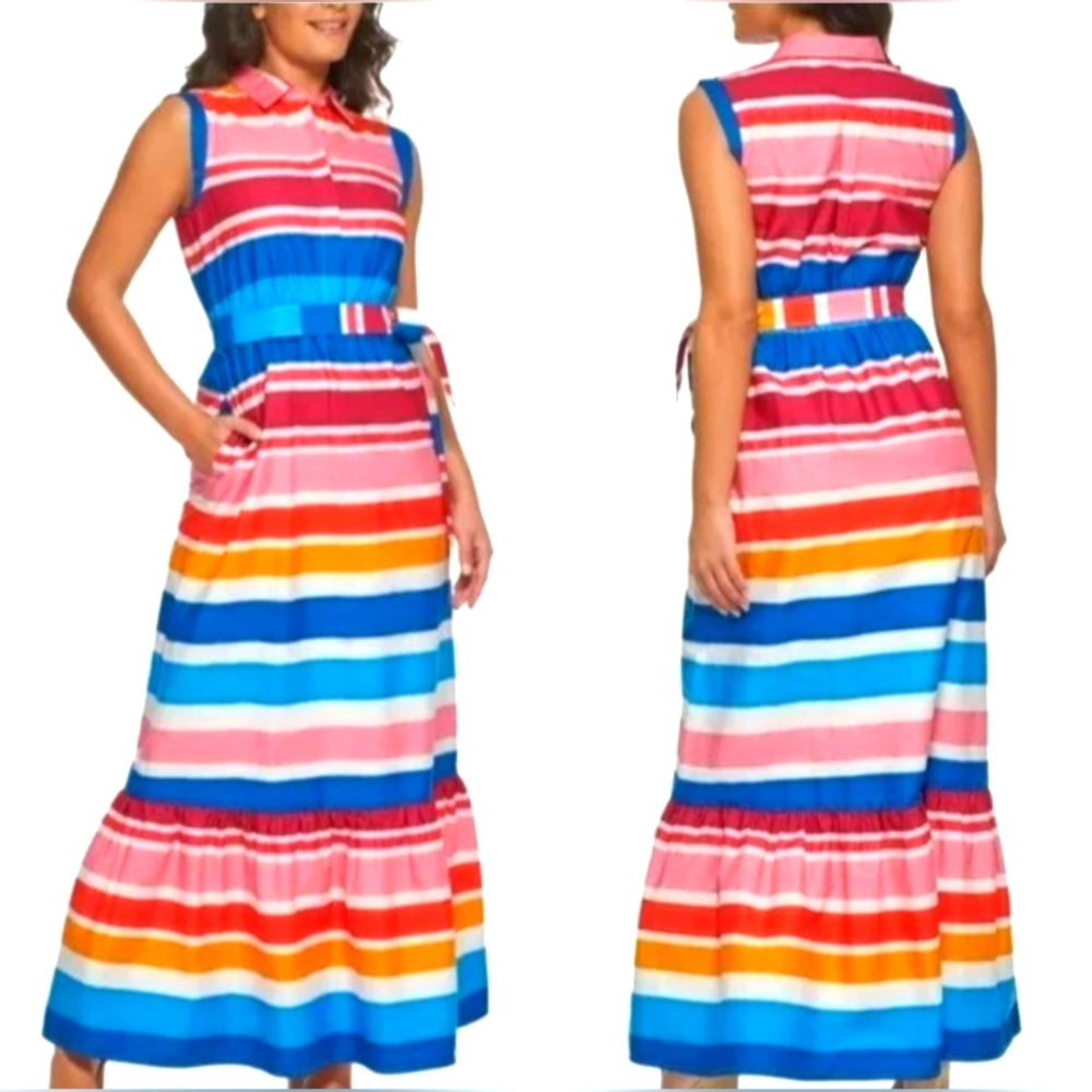 Kensie Red and Pink Ruffled Tiered Sundress